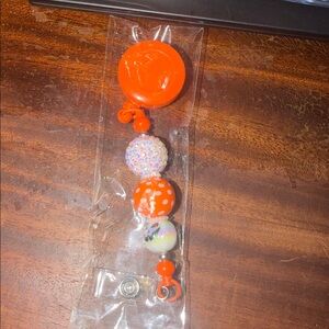 Halloween Themed Lanyard with Orange and White Beads